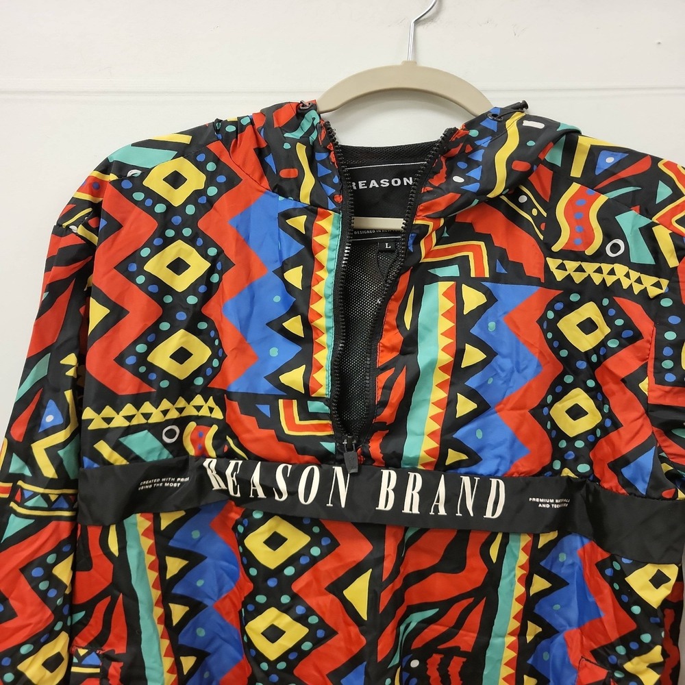 REASON Brand Pullover Jacket Mens Size L Multi Color‎ Geometric Design - Picture 7 of 11